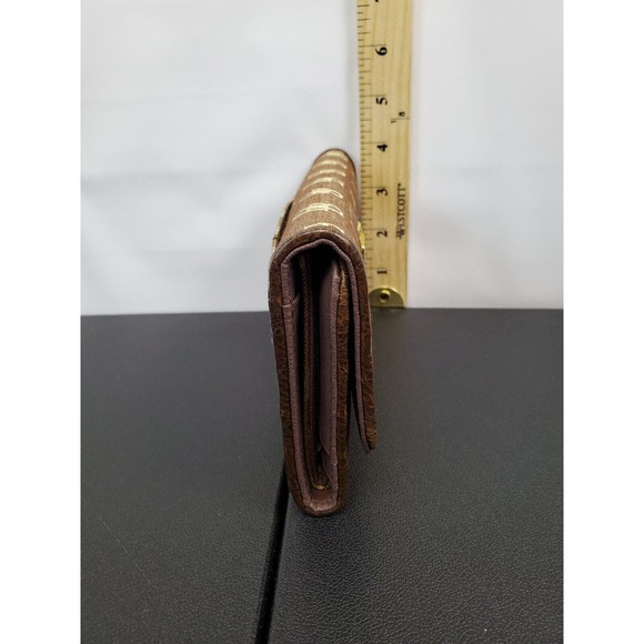 Brentano Trifold Wallet Womens Brown Leather Credit Card Holder Signature Logo - Picture 8 of 12